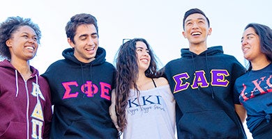 Members of UCR fraternities and sororities pose together. 