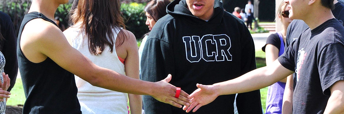 Members of UCR fraternities and sororities connect during a Unity Week event.