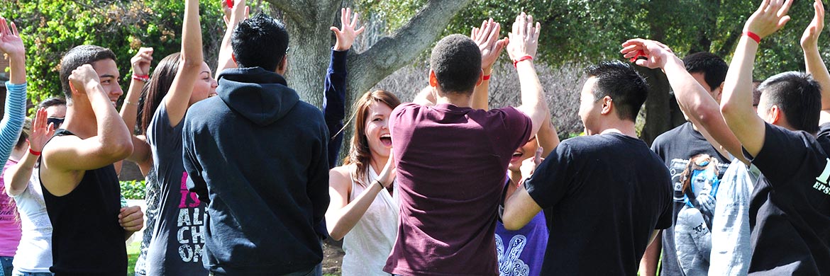 Fraternity and sorority members at UCR participate in a Unity Week activity.