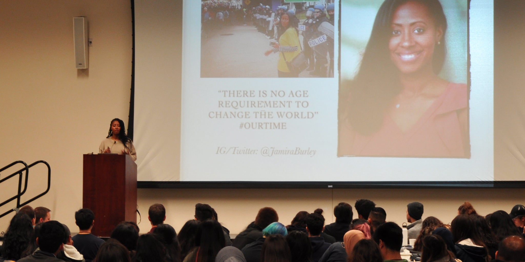 A student presents at a UCR student leadership conference.