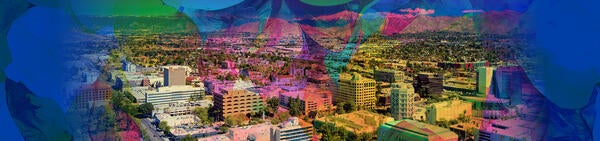 Colorful Aerial of downtown Riverside
