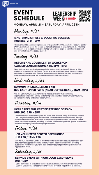 day by day schedule of leadership week