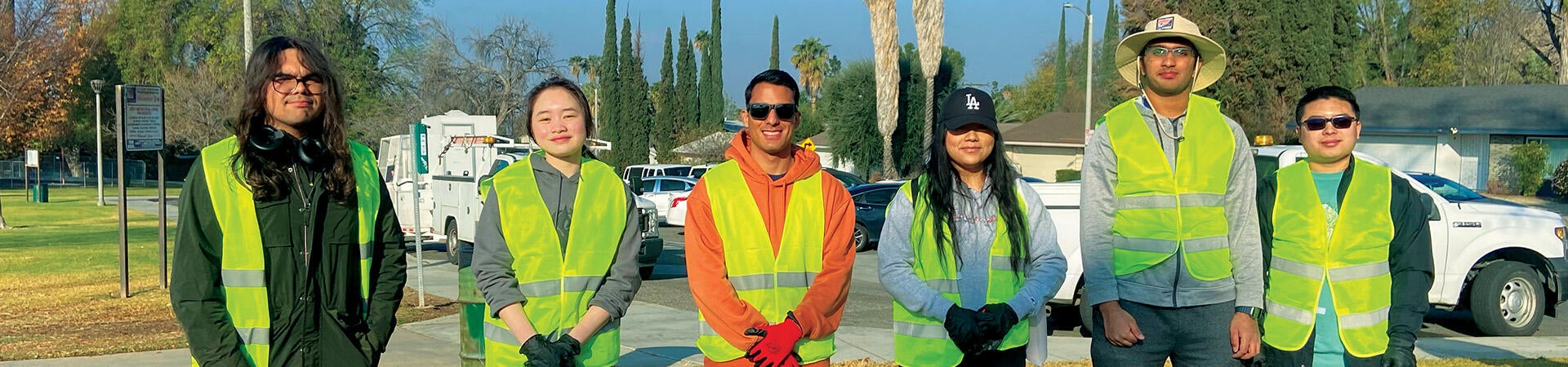 Student Volunteers in Yellow Vests